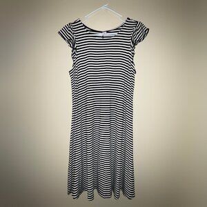 Old Navy Black and White Striped Flutter Sleeve Dress